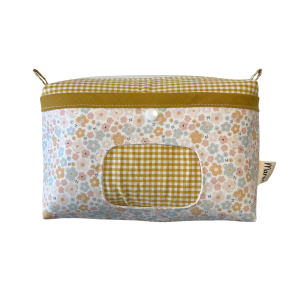 Pañalera neceser Flores retro + Vichy mostaza mini